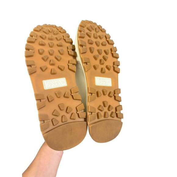 Zara Leather Sneaker Shoes sz 37 Like NEW - Picture 7 of 7